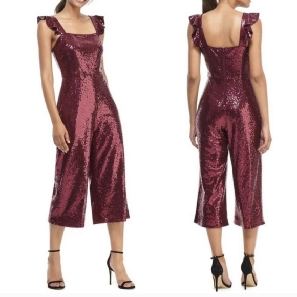 Gal Meets Glam | Pants & Jumpsuits | Gal Meets Glam Shiny Plumb Ruffle ...